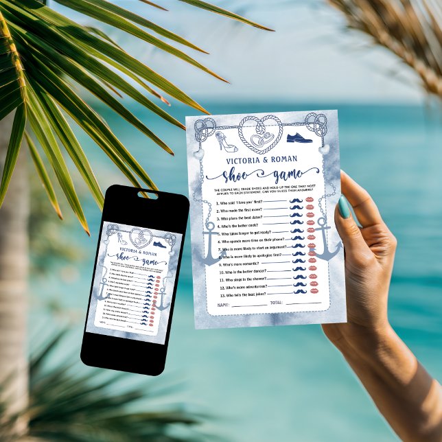 Invitation Jeu de chaussures de mariage Baby Shower Thème Mar (wedding games couples shower bride and groom elegant instant digital download monogram names shoes )