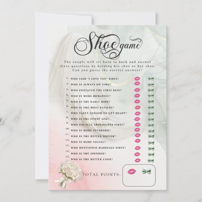 Invitation Jeu de chaussures Wedding shower Bride Veil (Devant)