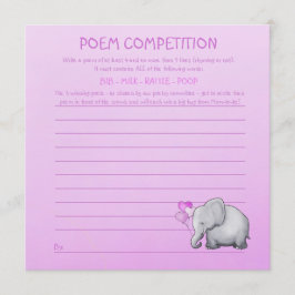Invitation Jeu de concours de poèmes Baby showers Pink Elepha