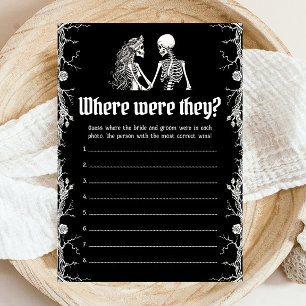 Invitation Jeu de couple de squelette d'Halloween Où étaient-