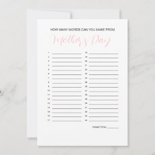 Invitation Jeu de créateur de mots de la fête des mères