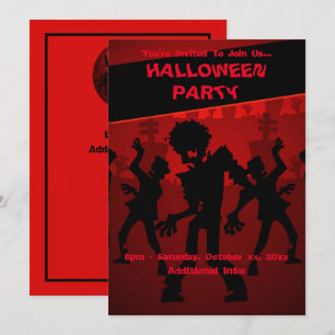 Invitation Jeu de danse Zombie Halloween Orange