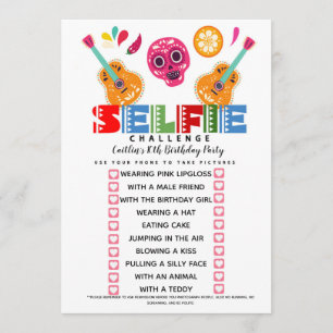 Invitation jeu de défi selfie fête d'anniversaire fiesta