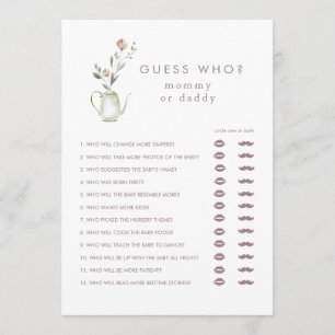 Invitation Jeu de devinette pour Baby Shower Tea Party