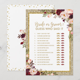 Invitation Jeu de Fête de la mariée de parties scintillantes