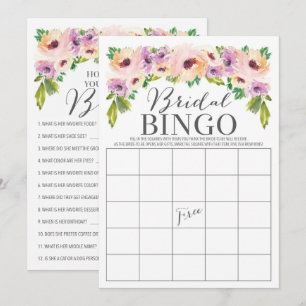 Invitation Jeu de Fête de l'mariée à double face Fleur sauvag