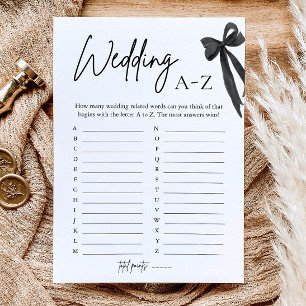 Invitation Jeu de fête de mariage élégant à nœud noir Mariage