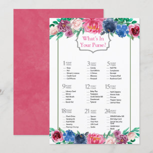 Invitation Jeu de Fête des mariées de pivoine peinte rose ble