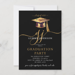 Invitation Jeu de graduation minimal de script moderne Gold N