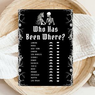 Invitation Jeu de Halloween squelette gothique "Qui a été où
