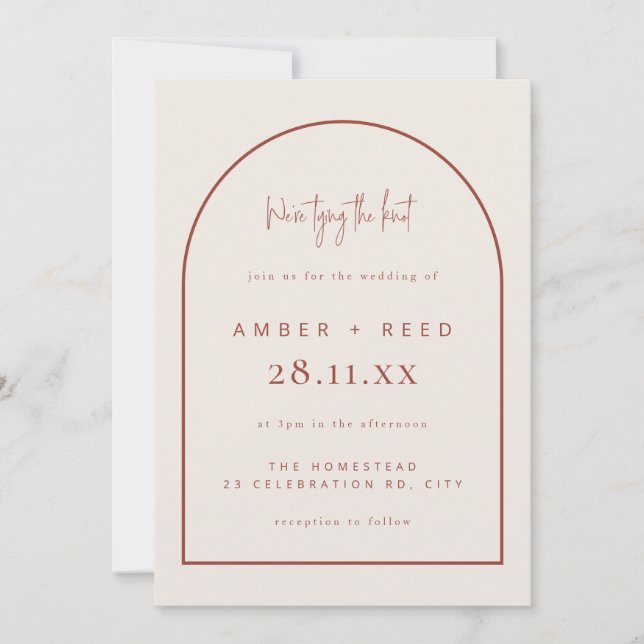 Invitation Jeu de jonction Arch moderne Mariage Script en ter (Devant)