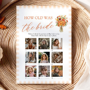 Invitation Jeu de la mariée gingham orange d'automne