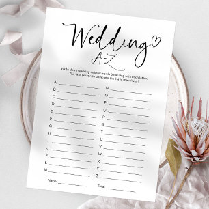 Invitation Jeu de mariage de A à Z pour enterrement de vie de
