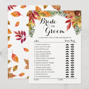 Invitation Jeu de mariage éditable Feuillage d'automne