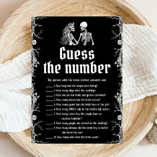 Invitation Jeu de mariage squelette d'Halloween devinez le no