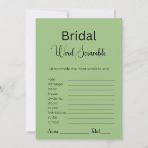 Invitation Jeu de mots mêlés de mariage vert sauge