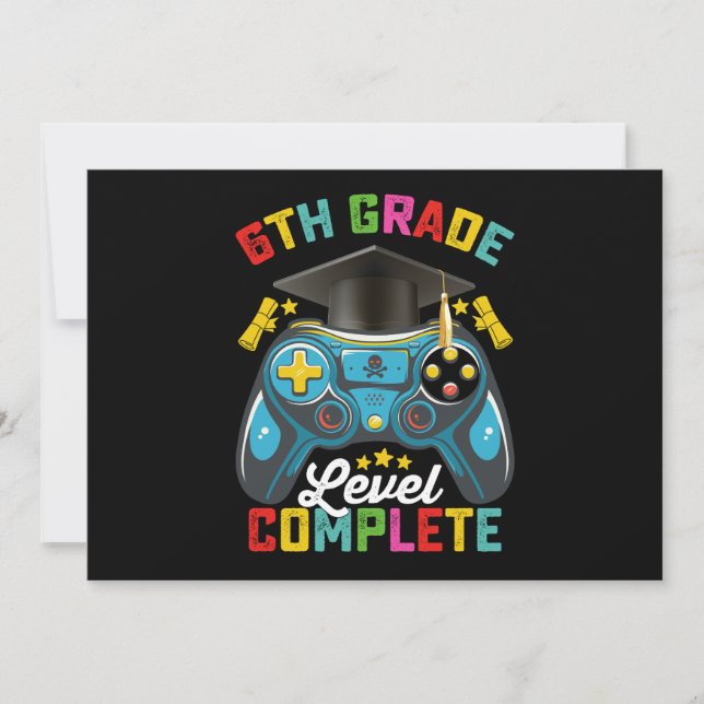 Invitation Jeu de niveau 6e année de fin d'études Gamer (Devant)