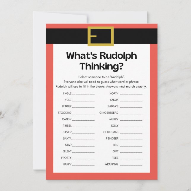 Invitation Jeu de Noël amusant - Pas modifiable - (Devant)