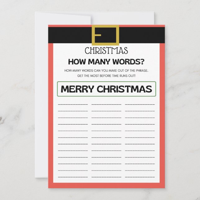 Invitation Jeu de Noël père Noël - Pas modifiable - (Devant)