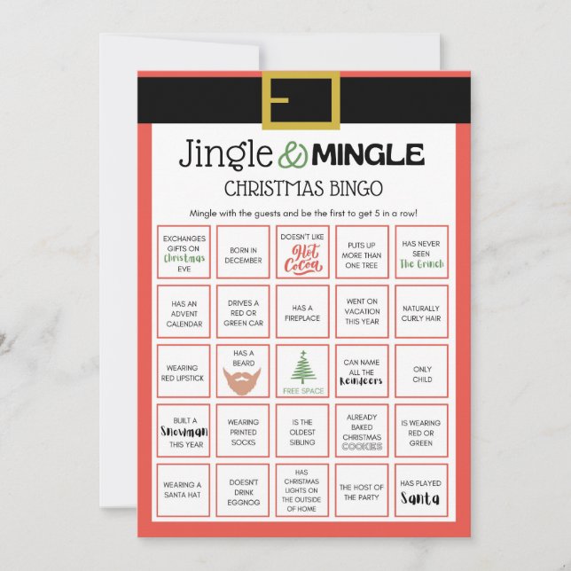 Invitation Jeu de Noël père Noël - Pas modifiable - (Devant)