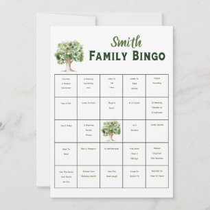 Invitation Jeu de partie de bingo Renion de l'arbre familial 