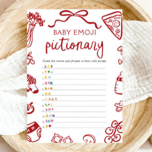 Invitation Jeu de Pictionary d'emoji bébé italien dessiné à l
