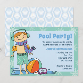 Invitation Jeu de piscine d'hiver Red Hair Boy Piscine intéri