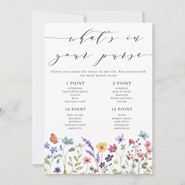 Invitation Jeu de printemps floral : Qu'est-ce qu'il y a dans (Devant)