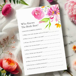 Invitation Jeu de questions de baby shower floral imprimable