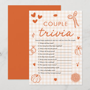 Invitation Jeu de quiz de couple de mariage à la douche nupti