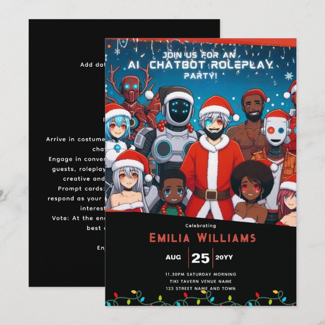Invitation Jeu de rôle de chatbot ADULTE Noël de l'animal Rob (Devant / Derrière)