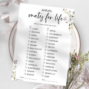 Invitation Jeu de Salle de Mariage: Compagnons Animaux pour l