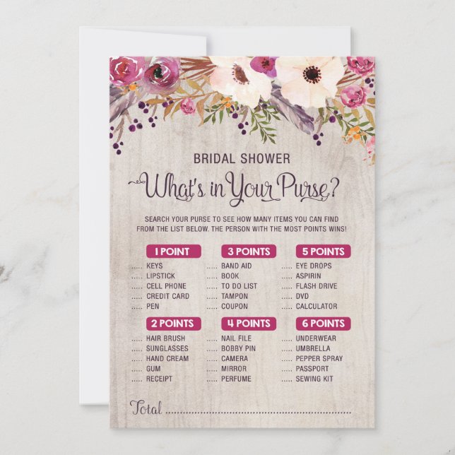 Invitation Jeu de salle de mariage rustique Qu'est-ce que vou (Devant)