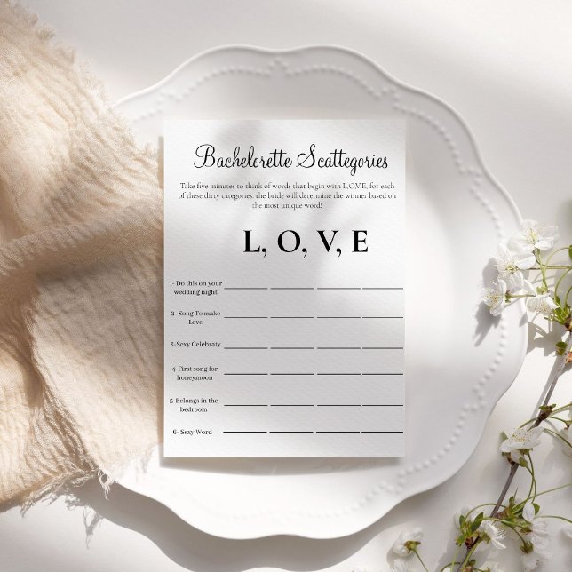 Invitation Jeu de société Bachelorette Scattegories pour ente (Créateur téléchargé)