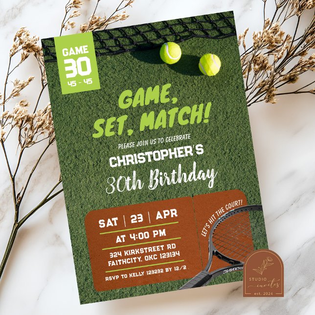 Invitation Jeu de Tennis Jeu d'Anniversaire (Créateur téléchargé)