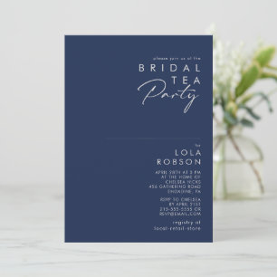 Invitation Jeu de thé nuptiale en argent bleu marine moderne