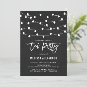 Invitation Jeu de thé Rustique Chalkboard Hanging String Lumi