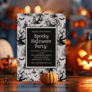 Invitation Jeu de Toile d'Halloween noir et blanc
