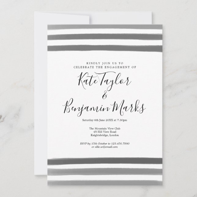 Invitation Jeu d'engagement Black & White Aquarelles (Devant)