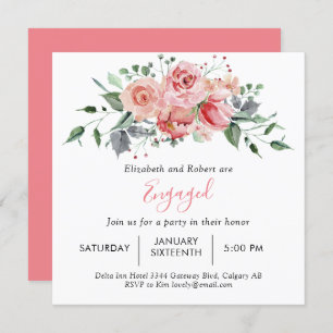 Invitation Jeu d'engagement Blush Rose Script Floral