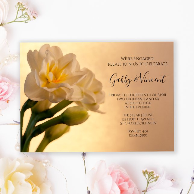 Invitation Jeu d'engagement de printemps blanc double jonquil (Créateur téléchargé)