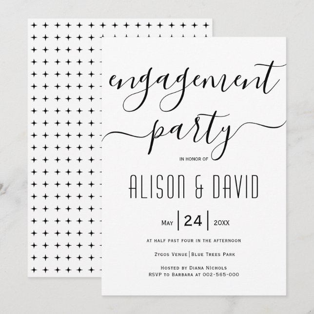 Invitation Jeu d'engagement du mariage de typographie de scri (Devant / Derrière)