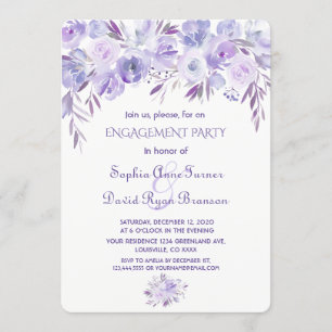 Invitation Jeu d'engagement Floral bleu clair violet