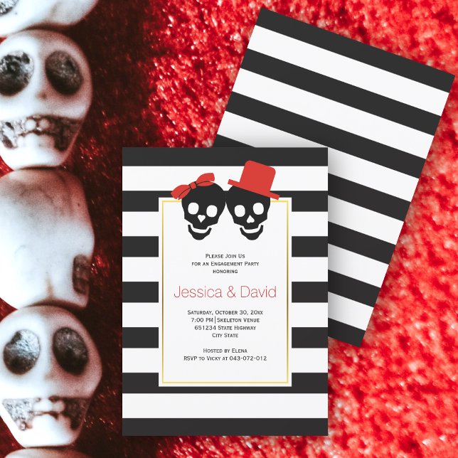 Invitation Jeu d'engagement mariage Halloween rouge crâne (Créateur téléchargé)