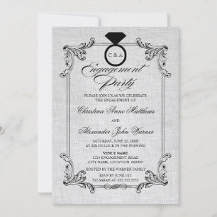Invitation Jeu d'engagement vintage de la ligne et de l'ornem