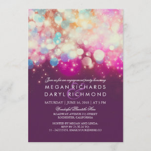 Invitation Jeu d'engagement violet des lumières de chaîne