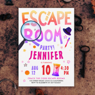 Invitation Jeu d'évasion rose ludique Chasse au trésor Typo g