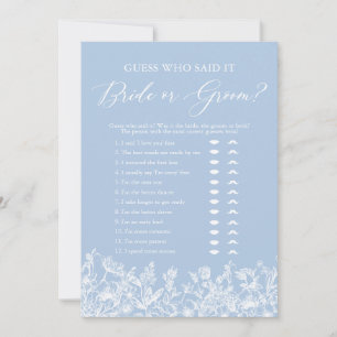 Invitation Jeu Devinez qui a dit Mariée ou Marié Bleu Poussié