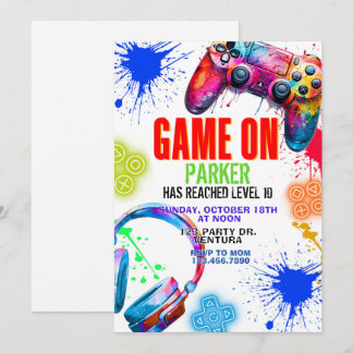 Invitation Jeu en cours, Fête de jeu vidéo, Anniversaire garç