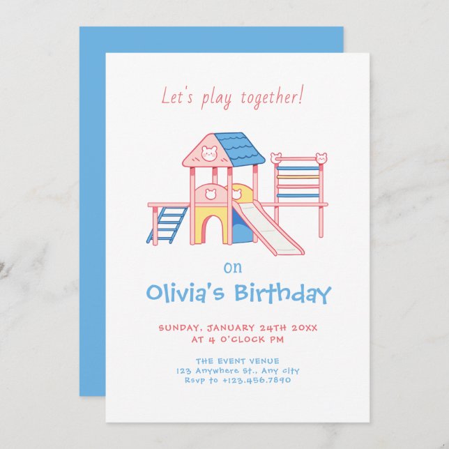 Invitation Jeu enfant anniversaire (Devant / Derrière)